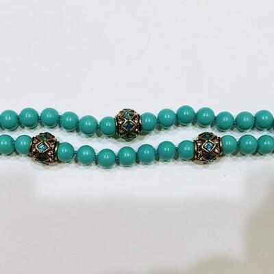 Heidi Daus "Staying in Line" Turquoise and Crystal Bead Bracelet