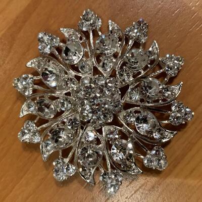 Five Sparkling Rhinestone Brooches Lot