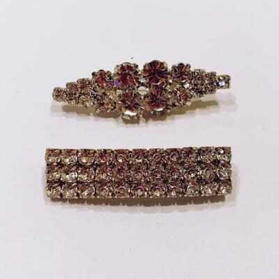 Two Vintage Rhinestone Brooches
