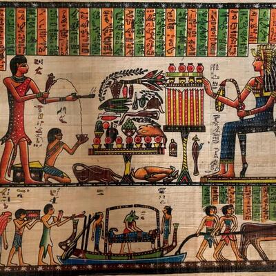Five Egyptian Papyrus Art Scenes