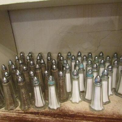 Large Group of Glass Salt and Pepper Shakers