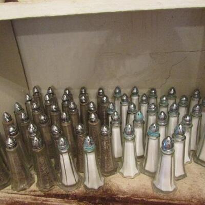 Large Group of Glass Salt and Pepper Shakers