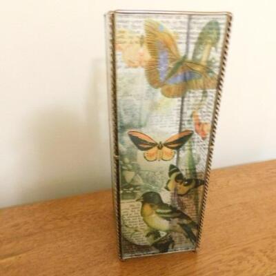 Painted Flora Glass Plate Table Candle Lantern 
