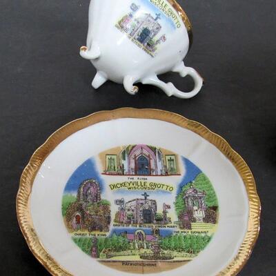 Vintage Alaska Theme Cup and Saucer, and Old Dickeyville Grotto Small Cup and Saucer