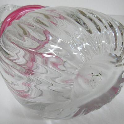Tall Clear Glass Vase Shaped Like a Purse, Heavy Glass, Pontil on Bottom