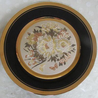 1985 Ltd Ed #2674/9500 Chokin Plate, Naohisa Hori, Floral Pattern, Jean Claude Int, Japan