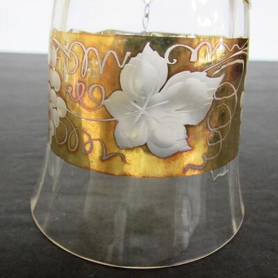 Vintage Bohemian Fancy Crystal With Gold Trim Glass Bell, Grapes Pattern 