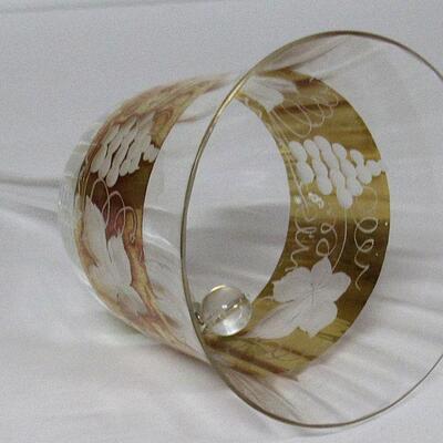 Vintage Bohemian Fancy Crystal With Gold Trim Glass Bell, Grapes Pattern 