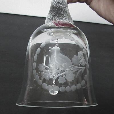 Pretty Cut Bird Theme Vintage Romanian Crystal Glass Bell, Padurea Neagra