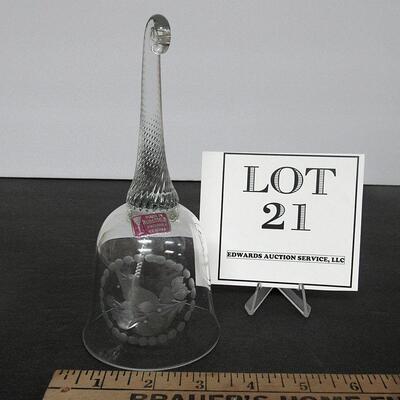 Pretty Cut Bird Theme Vintage Romanian Crystal Glass Bell, Padurea Neagra