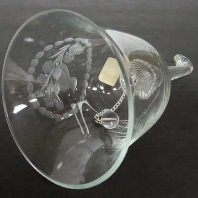 Pretty Cut Bird Theme Vintage Romanian Crystal Glass Bell, Padurea Neagra