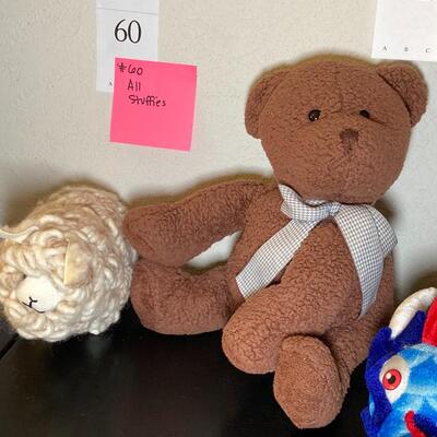 Lot 60:  Stuffed sports characters and toys