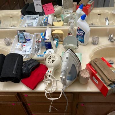 Lot 104:  Bathroom and Iron and more