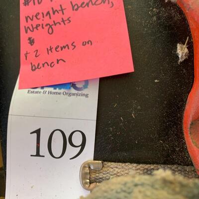 Lot 109:  Weight Bench and weights