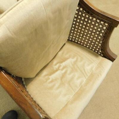 French Country Upholstered Chair with Cane Sides 