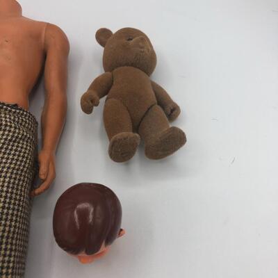 Vintage Doll Body And Head and Bear