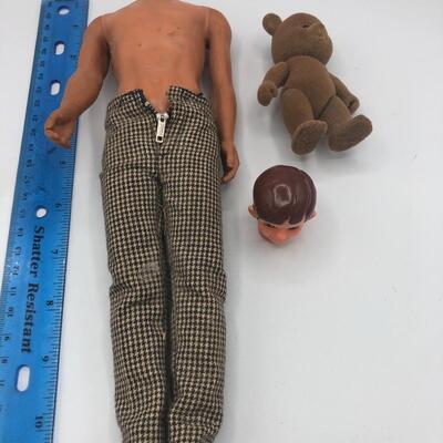 Vintage Doll Body And Head and Bear