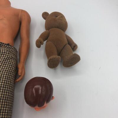 Vintage Doll Body And Head and Bear
