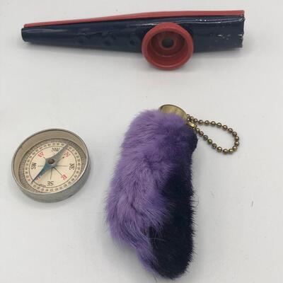 Vintage Rabbit Foot/Kazoo/Compass
