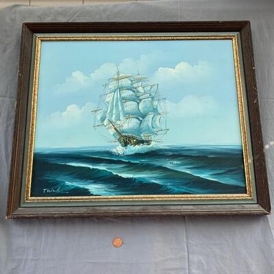 #4 Ship At Sea Painting -Signed