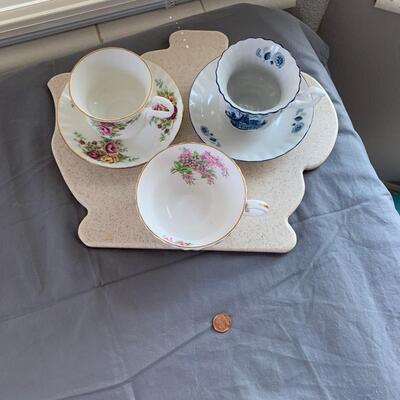 #52 Tea set Pieces & Teapot Shaped Cutting Board