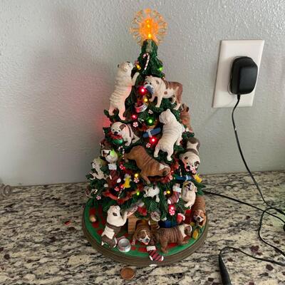 #60 Bulldog Christmas Tree- Light Up!