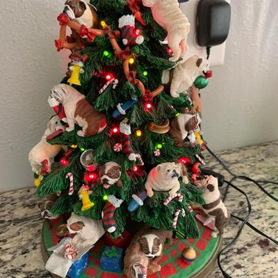 #60 Bulldog Christmas Tree- Light Up!