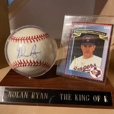 Nolan Ryan signed baseball - â€œKing of Kâ€ With trading card