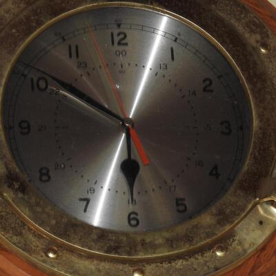 Ship's Time Brass & Wood Porthole Clock