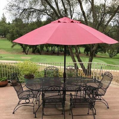 Patio Table With Six Chairs And Umbrella