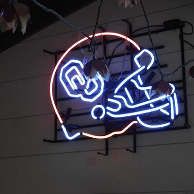 Neon OU helmet wall art