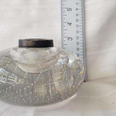 Art glass lamp by Gorham marked sterling