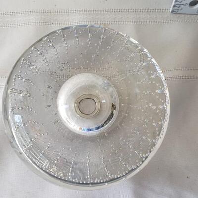Art glass lamp by Gorham marked sterling