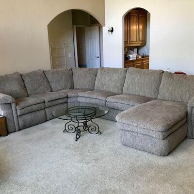 Large LA-Z-Boy Sectional Sofa With Two Recliners And Hide A Bed |  EstateSales.org