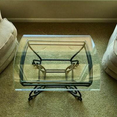 Wrought Iron Glass Top End Table