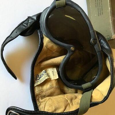 Vintage WWII U.S. Military Goggles & Buco Leather Aviator Helmet