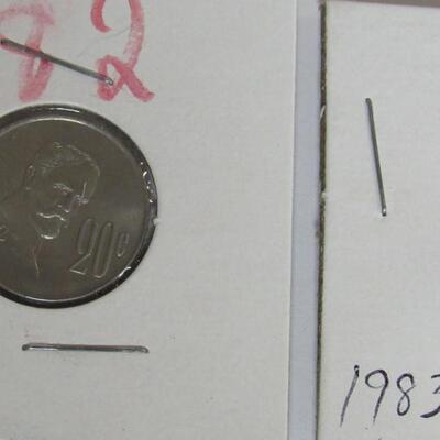 3 Older Mexican Coins, Nicer Condition, 1982, 1983, 1984 (not what owner wrote as 1884!)