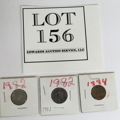 3 Older Mexican Coins, Nicer Condition, 1982, 1983, 1984 (not what owner wrote as 1884!)