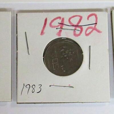 3 Older Mexican Coins, Nicer Condition, 1982, 1983, 1984 (not what owner wrote as 1884!)