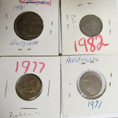 Lot of 6 Foreign Coins: 4 Bahamas, Belgium, Australia