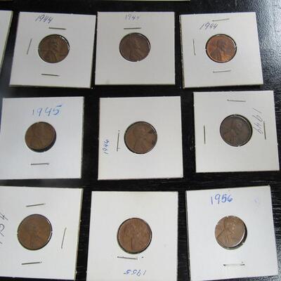 13 Vintage Pennies, Various Dates From 1942-1956