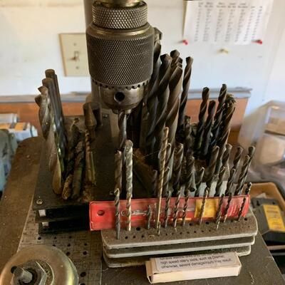 Lot 148: Drill press and bits