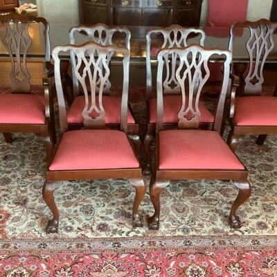 D502 Set of 6 Mahogany Chippendale Style Dining Room Chairs 