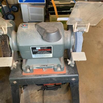 Lot 132: Bench grinder and stand