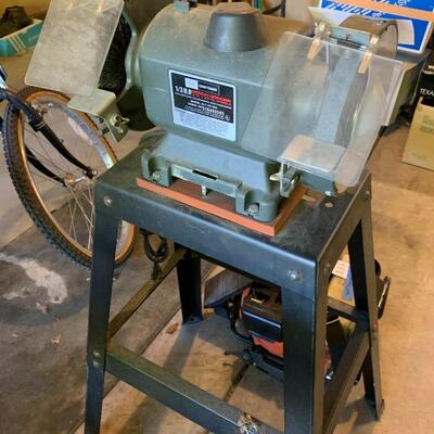 Lot 132: Bench grinder and stand