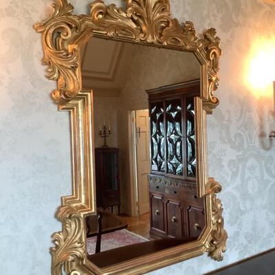 D505 Vintage Italian Giltwood Rococo Wall Mirror 
