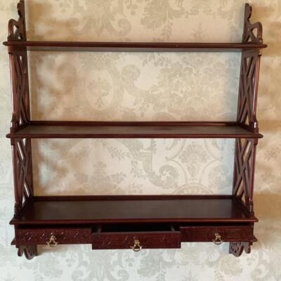 D508 Mahogany Chinese Chippendale Wall Shelf  