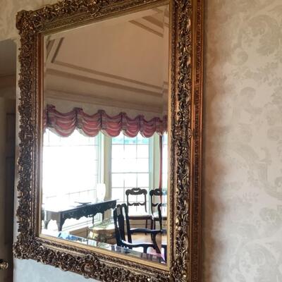 D509 Large Gold French Style Beveled Wall Mirror 
