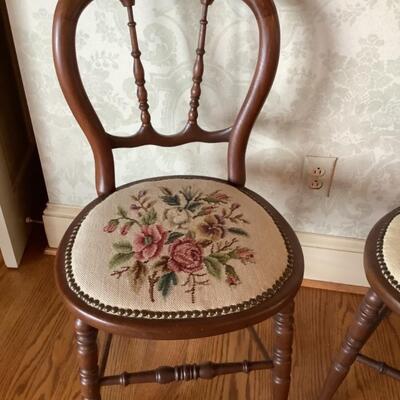 D510 Pair of Victorian Needlepoint Balloon Back Chairs
