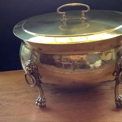 D513 Large George II Style Brass Oval Wine Cooler with Lid 